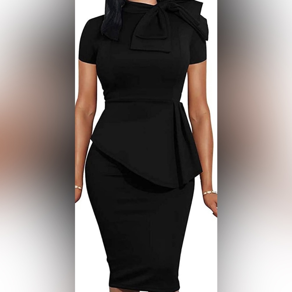 Women's short sleeve Peplum Pencil Cocktail Dress